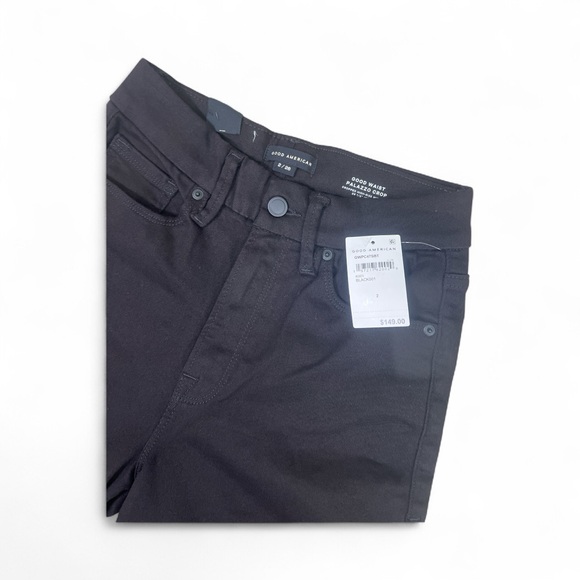 NWT Good American Good Waist Palazzo Crop Black Jeans Size 2 / 26 (Retail $149) - Picture 8 of 9